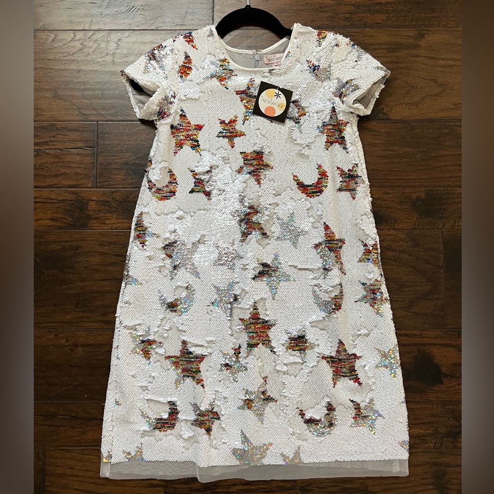 Hullabaloo Girls Sequins Stars dress size 12 NWT
